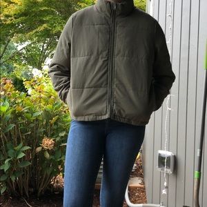 olive puffy jacket